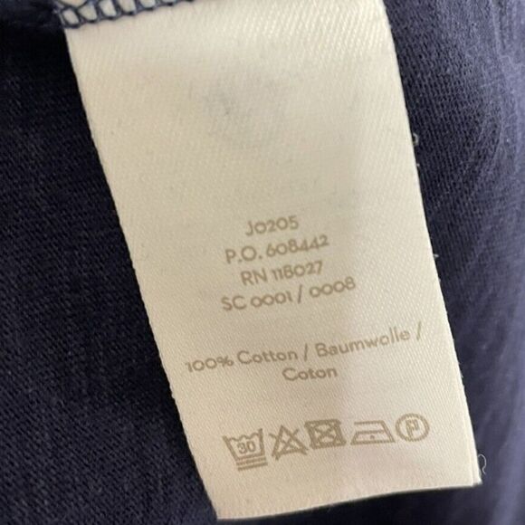 Boden Cotton Ruffle Hem Short Sleeve Scoopneck Navy Sz 2 - Picture 10 of 10